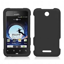 Cricket ZTE Score Accessory - Black Rubberized Designer Protective Hard Case Cover + SportDroid Transparent/Clear Decal