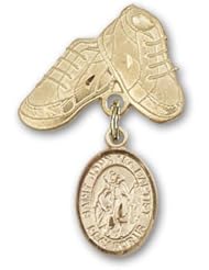 Gold Filled Baby Badge with St. John the Baptist Charm and Baby Boots Pin