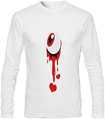 JSUNN Mens DIY Bleeding Dripping Eyeball Long Sleeve T Shirt M White