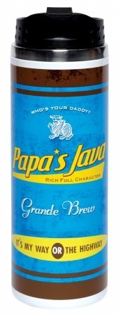 Santa Barbara Design Studio Brew Crew 12-Ounce Double-wall Stainless Steel Travel Mug, Papas Java