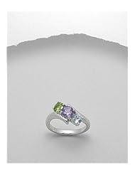 Gem Stones Ring In 92.5 Sterling Silver