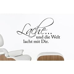 Wandtattoo "Lache und die Welt..." W94 (28x16 cm) schwarz
