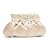 Oyster cream satin padded clutch bag with sequins and beaded floral decoration