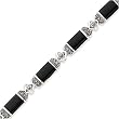 Sterling Silver 7inch Fancy Polished Antiqued Onyx Marcasite Bracelet - 7 Inch