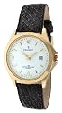 Peugeot Men's Gold-Tone Brown Leather Strap Watch #2024BR