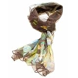 Women's Multi Function 100% Pure Silk Brown Butterfly Scarf/Headwear- Tested by leading authority