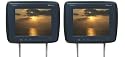 XO Vision GX9194 Grey 9.4-Inch Headrest Monitors Loaded in Universal Grey Headrest Pillows (Pair)