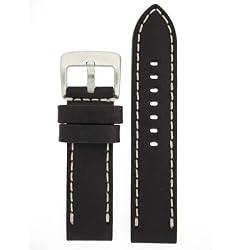 Panerai Style Watch Band Thick Leather Like Original Heavy Buckle Black 26 millimeter by Tech Swiss