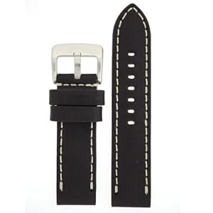 Panerai Style Watch Band Thick Leather Like Original Heavy Buckle Black 24 millimeter by Tech Swiss