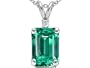 2.02 cttw Aaa Simulated Emerald And Genuine Diamond Pendant in 14 kt White Gold