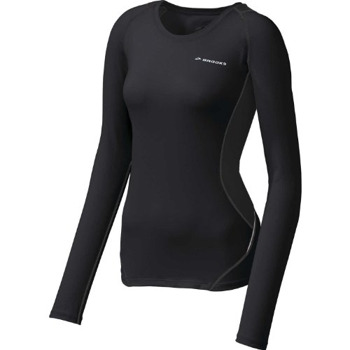 Brooks Women's Equilibrium Long Sleeve Tee, Black, Medium