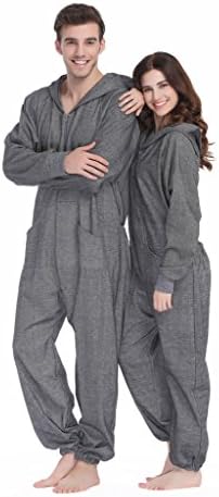 Xmas Sky Women's & Men's Hooded Cotton Onesies Black White Checkered Size US L