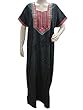 Boho Printed Kaftan Neck Embroidered Cotton Long Dress