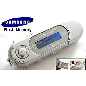 EvoDigitals 4GB Silver MP3 WMA Player (samsung memory) USB With FM Tuner, Voice Recorder + More