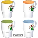 Stackable Coffee Mugs (4) Italy Italian Soccer Grunge - Italian Flag