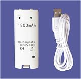 Nintendo Wii Remote Control Battery Pack with USB Charger Cable (1800mAh)