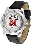 IMAGE OF Miami (Ohio) RedHawks Suntime Mens Sports Watch w/ Leather Band - NCAA College Athletics