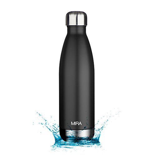 MIRA Insulated Double Wall Vacuum Stainless Steel Water Bottle, 25 oz, Cola Shaped, Black MIRA Insulated Double Wall Vacuum Stainless Steel Water Bottle, 25 oz, Cola Shaped, Black