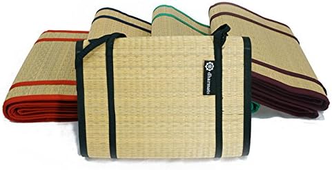 Dharmats Premium Quality Folding Tatami Mat - Authentic Goza Mat - Folding Ground Mat - Black Trim