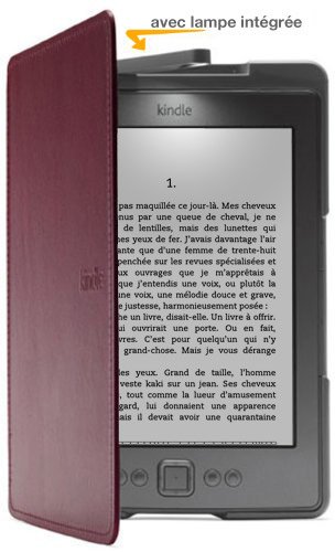 gadget geek - &eacute;tui cuir avec lampe integree amazon pour kindle violet
