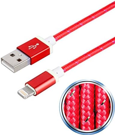 Aluminum Shell USB Cable 3.3ft (1M) 8-Pin USB Charger Heavy Duty Lightning Cable Cord for iPhone 6 6 Plus 5S 5C 5, iPad Air, iPad 4th, iPad Mini, iPod Touch 5th iPod Nano 7th Generation (Red)