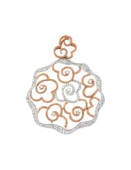 Ladies 18K Two Tone Gold 1.51Ct Round Cut Diamond Designer Charm Pendant 9.4Gr