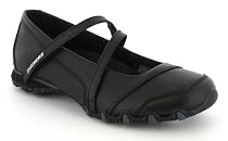Skechers "Bikers Goldmine" Ladies Leather Upper Back To School Shoe - Black