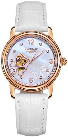 Kassaw Women's Waterproof Automatic Mechanical Watches (White Band)
