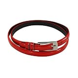 Womens Slim Dress Belt with Rectangular Buckle Red 412hi4KEyGL. SL160 Womens Slim Dress Belt with Rectangular Buckle Red