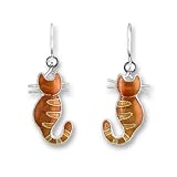 Clearly Charming Kitty Cat Silver and Enamel Earings by Zarah