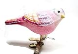 Glistening Apple Blossom Songbird Glass Christmas Ornament