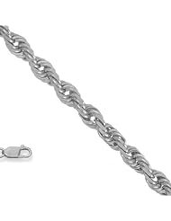 925 Sterling Silver 1.4 mm (1/16 Inch) Diamond Cut Rope Chain Necklace 24" w/ Lobster Claw Clasp