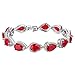 EVER FAITH Prong Cubic Zirconia Wedding Tennis Bracelets for Women, Teardrop January Birthstone Bracelet Garnet Color Silver-Tone