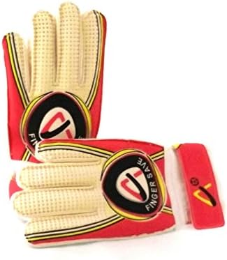 Finger Save Soccer Goalie Goalkeeper Gloves (Red, 4)