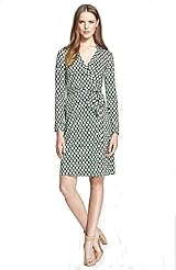 Long Sleeves Spring Dots Print Jersey/Silk Wrap  Dress