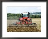 4 Wheel Drive Tractor Pulling a Disc Harrow, Cotswolds, England Framed Art Poster Print by Martin Page, 22x18