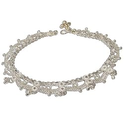 Girlfriend Gift Ideas Ankle Bracelets Silver Foot Jewelry Pair 10.25 inches (sanklt082)