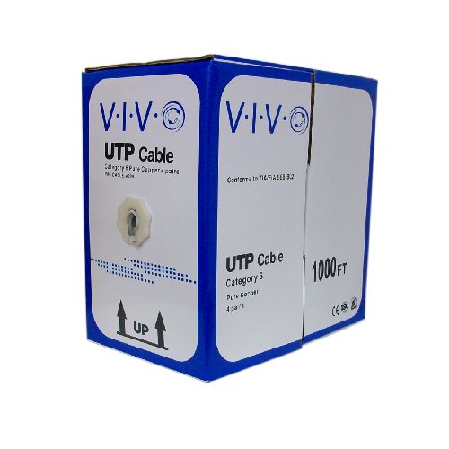 New Full Copper 1,000 ft bulk Cat6 Ethernet Cable / Wire UTP Pull Box 1,000ft Cat-6 Grey ~ VIVO