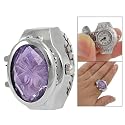Lady Stretch Band Flower Inlay Hunter Case Finger Ring Quartz Watch