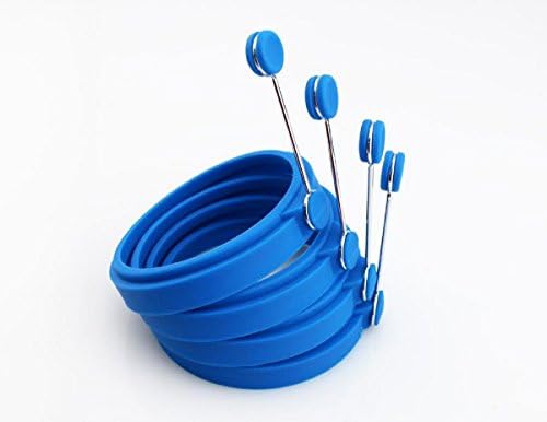 Simply Delicioso - 4" Silicone Egg &amp; Pancake Rings - 4 Pack in Blue, Round Shape - Pancakes, Breakfast Sandwiches - Benedict Eggs - Omelets and More - Nonstick Mold Ring
