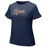 Nike Detroit Tigers Ladies Navy Blue Authentic Crew T-shirt