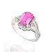 BEAUTIFUL CREATED PINK SAPPHIRE & GENUINE DIAMOND 14K GOLD RING