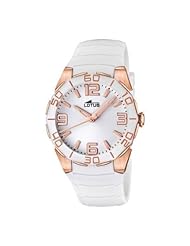 Lotus Womens Quartz Watch with White Dial Analogue Display and White Rubber Strap 15864/1
