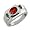1.18 Ct Red Garnet & Black Diamonds Men's Silver Ring