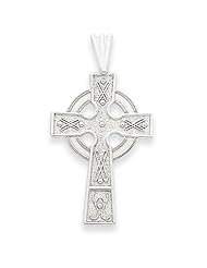 14k White Gold Celtic Cross Pendant
