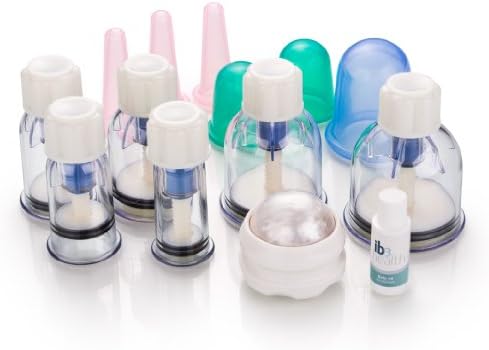 IB3 Twist-Top & Silicone Cupping Massage Set: 6-piece Screw Valve (Screw Cupping) Twist-Top Cupping plus 6 Silicone Cups, Body Roller Massager, and Holly Massage Oil