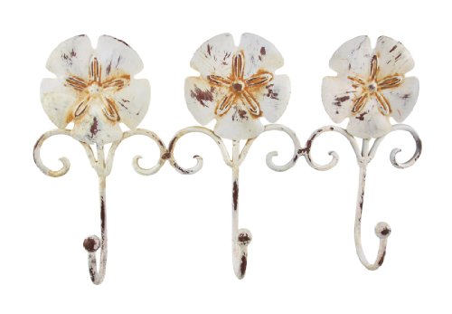 See Distressed Finish Metal Sand Dollar 3 Hook Wall Mount Coat Rack