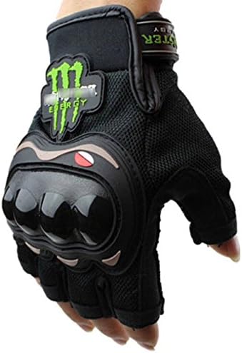 Zappus Men / Women Bicycle Motorcycle Motorbike Riding Cycling Racing Half Finger Gloves Monster Scratch (Black, XL(9-10cm))