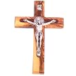 Two tone Saint Benedict Crucifix - Olive wood from Bethlehem with Top grade Corpus and Saint BEnedict Medal from front and back (5.5 inches) Comes packed as a gift with a Certificate of Origin and Authenticity and also a Lord's Prayer gift card