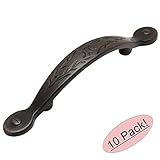 Cosmas 465ORB Oil Rubbed Bronze Leaf Cabinet Hardware Handle Pull - 3" Hole Centers - 10 Pack